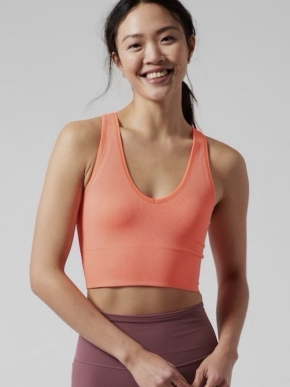 Athleta Ribbed Crop Tank in Coral
